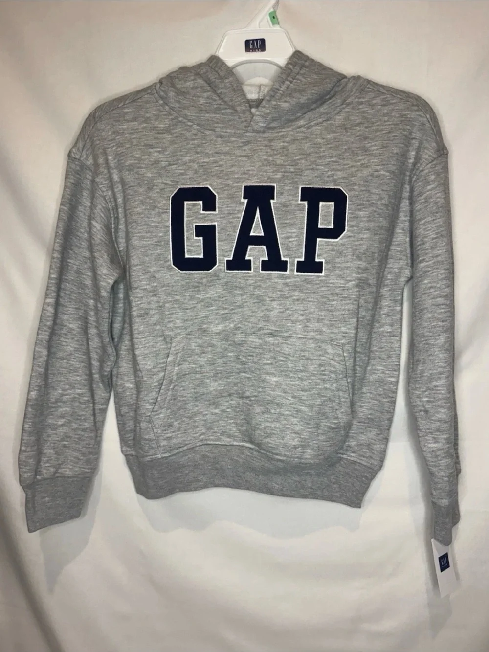 NWT GAP Kids Heather Gray Hoodie with Navy Logo